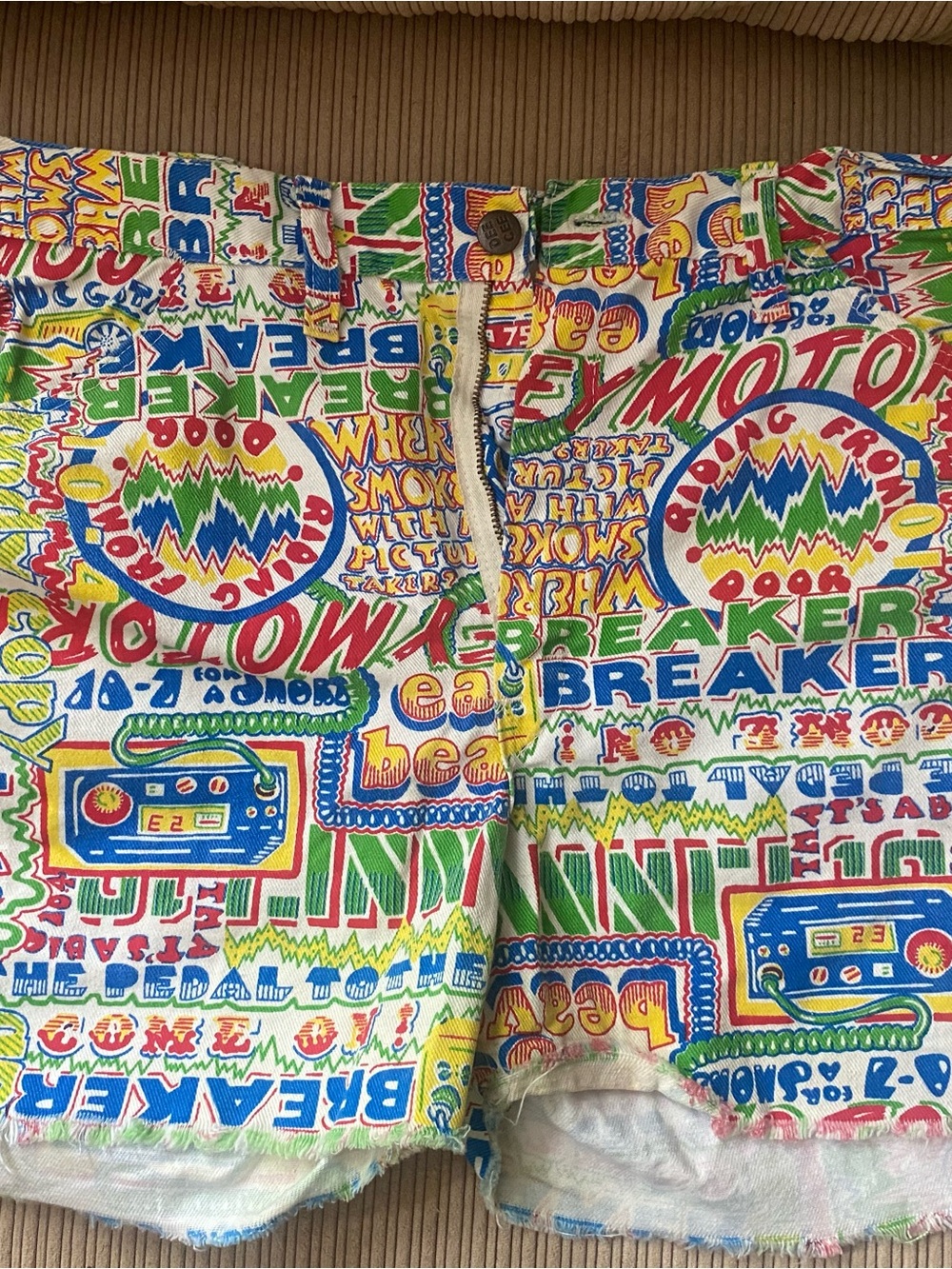 Vintage novelty print Dee Cee cutoff shorts, 1970s